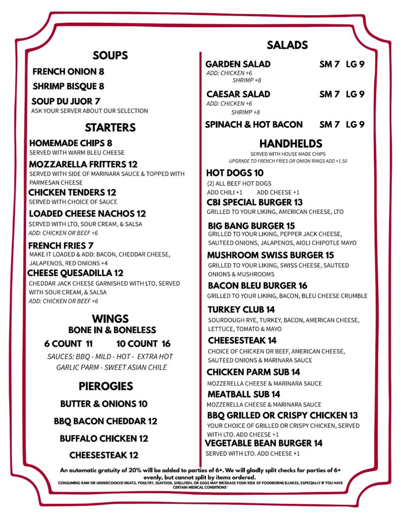 CBI Dining Menu - 1